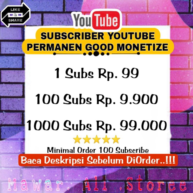 Jual SUBSCRIBER YOUTUBE PERMANEN | YouTube Subscribe Monetisasi ...