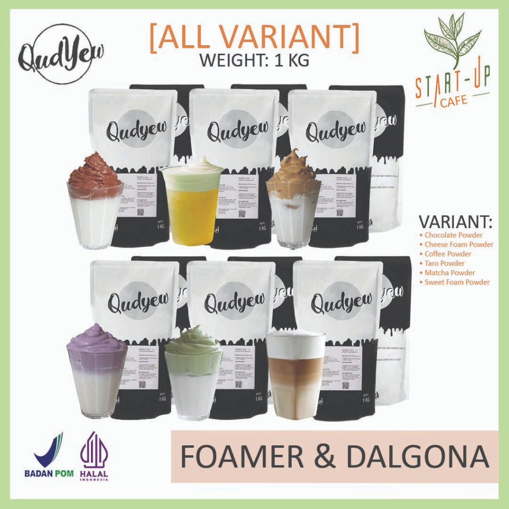 Jual Qudyew Bubuk Foam dan Dalgona Kemasan 1 KG ( 6 Varian Rasa ) Foam