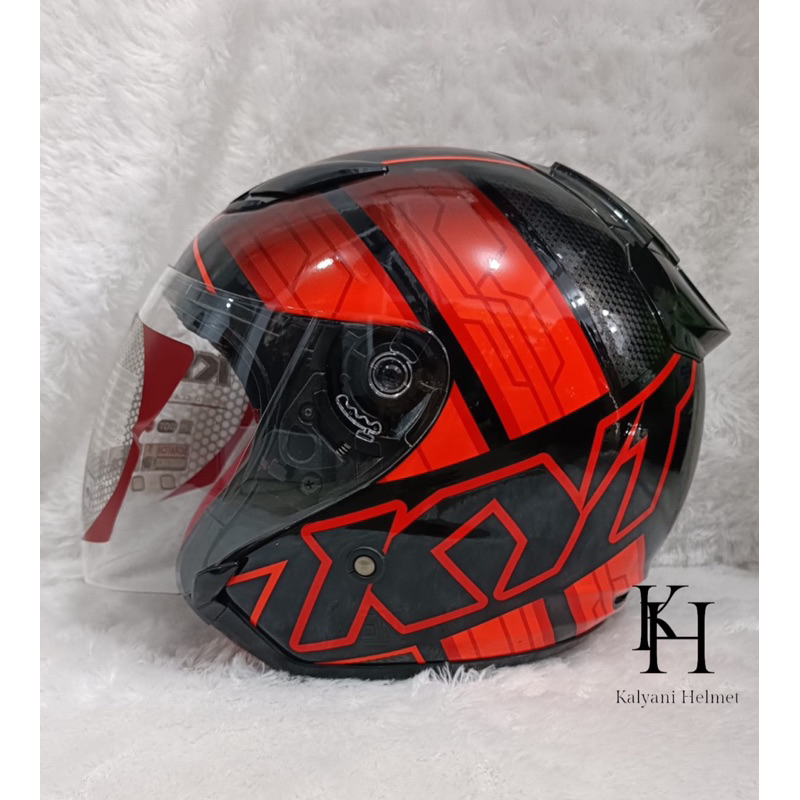 Jual Helm KYT DJ-Maru Motif #14 Black/Oren | Shopee Indonesia