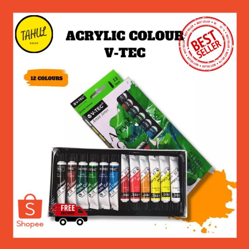 Jual 1 Set 12 Warna V Tec Acrylic Colours 6 Ml Set 12 Warna V