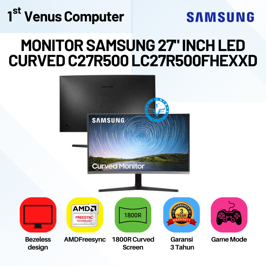 Jual Monitor Samsung 27" Inch LED Curved C27R500 LC27R500FHEXXD / MON11 ...
