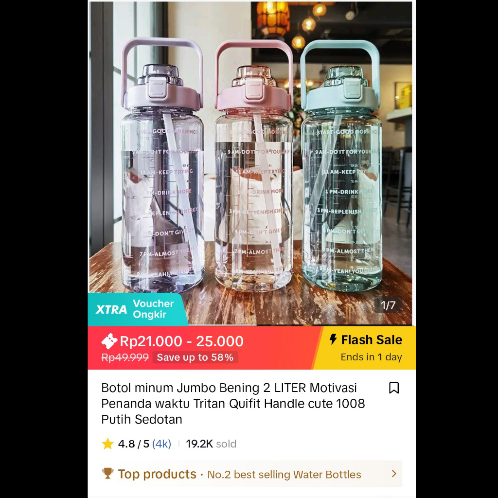Jual Botol minum mixue / Botol minum Jumbo Bening 2 LITER Motivasi 1008 ...