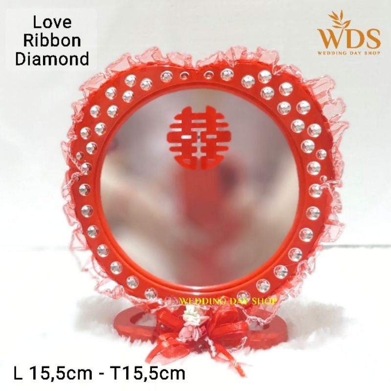Jual WDS KACA CERMIN SANGJIT WEDDING MODEL LOVE RIBBON DIAMOND | Shopee ...