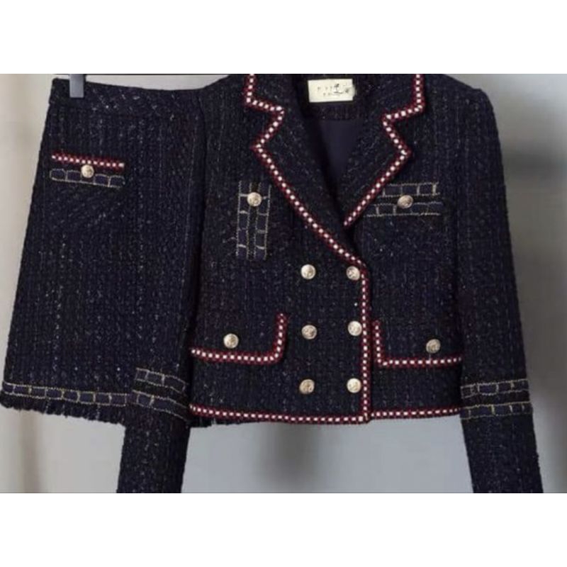 Black Knit Tweed Threads Cargo Set