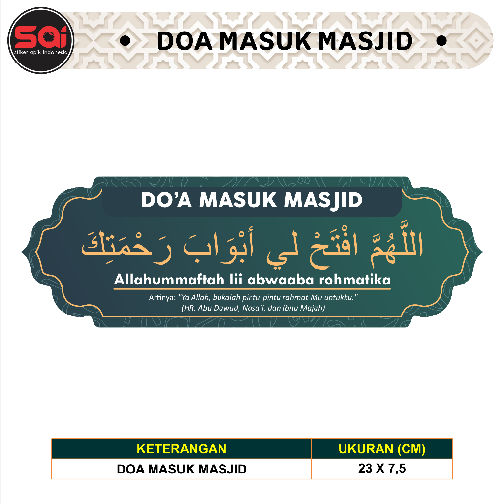 Jual Stiker Vinyl Anti Air/ Waterproof DOA MASUK & KELUAR MASJID ...