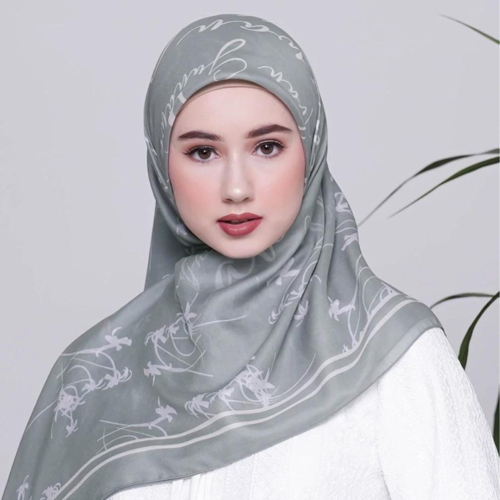 Jual Mandjha Hijab Floral Fancy Sage Fashion Muslim Hijab Segi Empat Kerudung Voal Premium By 0145