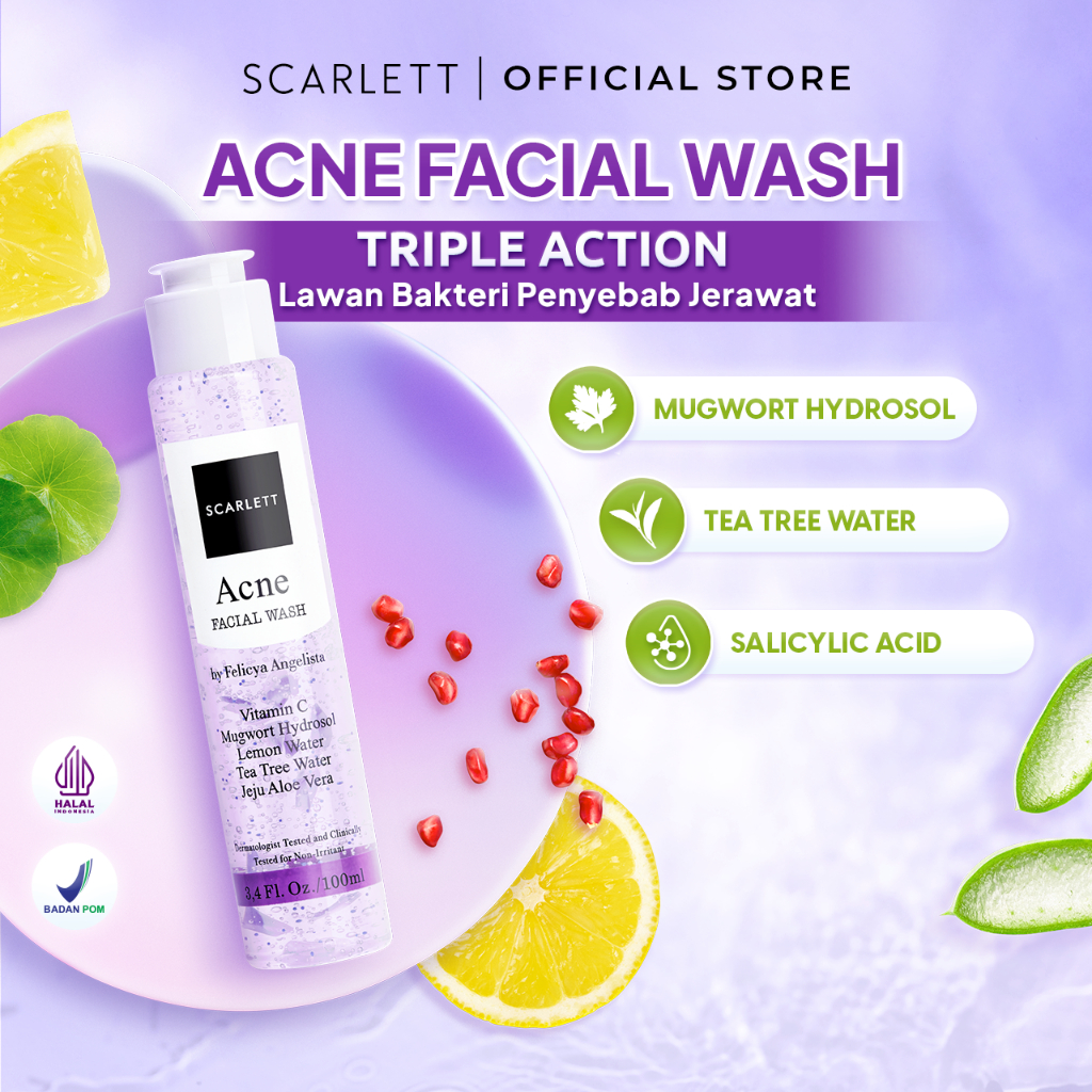 Jual Scarlett Whitening Acne Facial Wash Face Wash Facial Cleanser