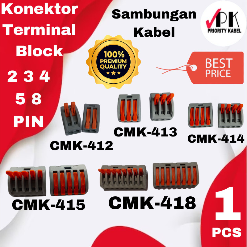 Jual Konektor Sambungan Terminal Block Penyambung Kabel 2/3/4/5/8 PIN ...