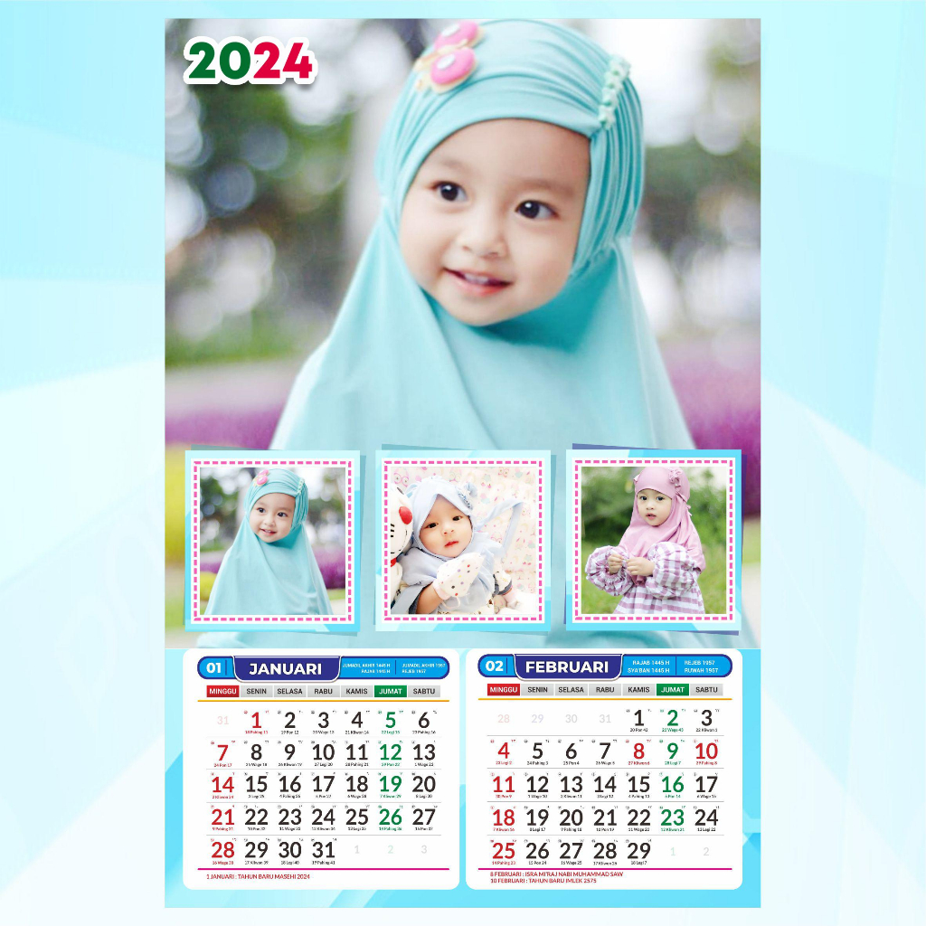 Jual kalender foto isi 6 lembar 2024/kalender custom terbaru Shopee