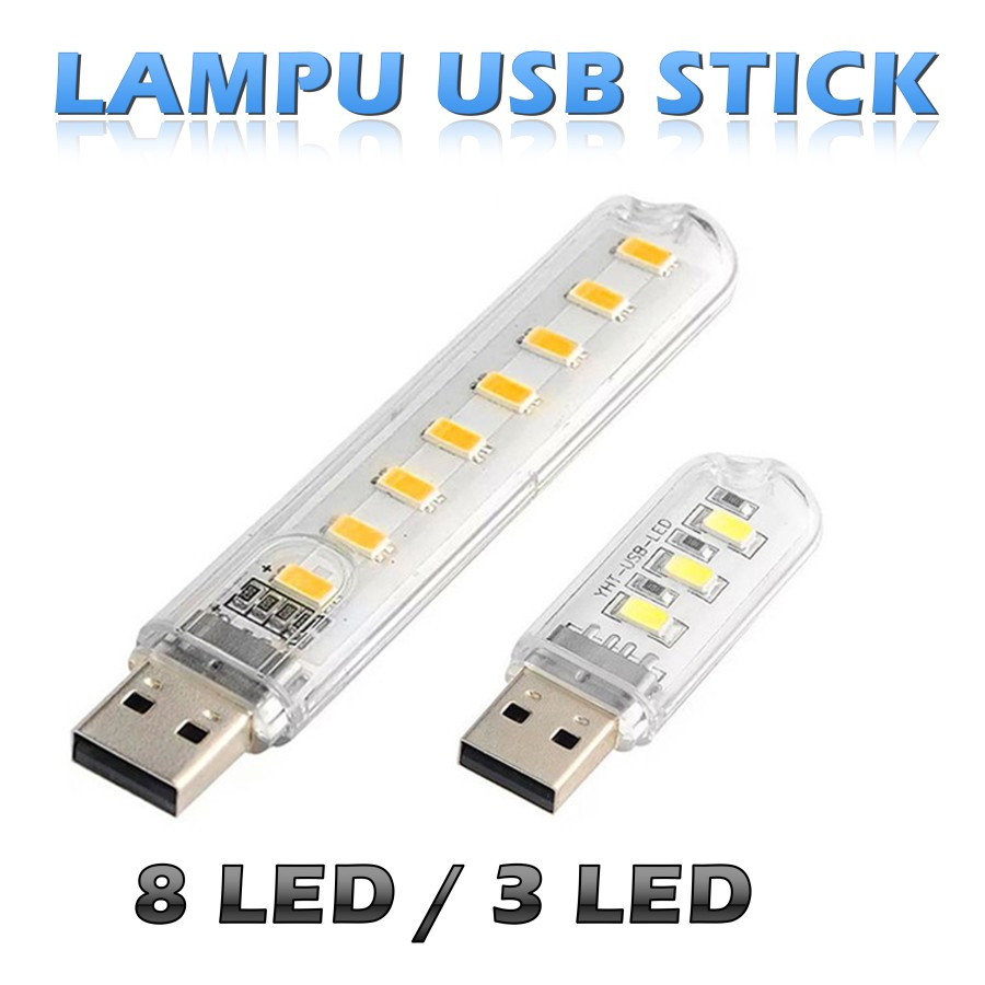 Jual Lampu LED USB Mini LED Stick 3 LED / 8 LED Emergency Lamp Reading ...