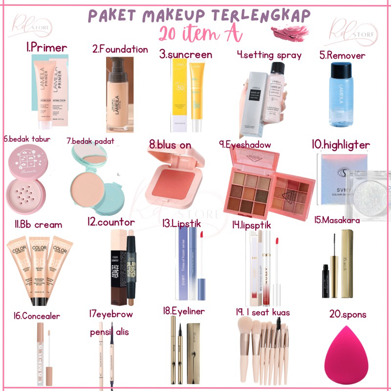 Jual PAKET MAKEUP 20 ITEM A PREMIUM set makeup lengkap paketmakeup