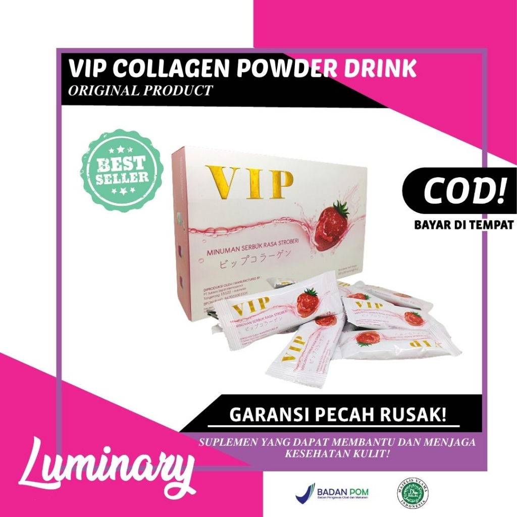 Jual Vip Collagen Bubuk Minuman Serbuk Rasa Strawberry Powder Drink B