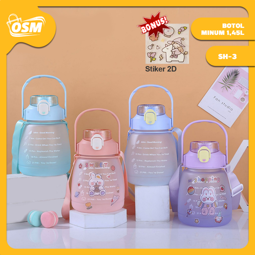 Jual COD OSM Botol Minum Anak Gradasi Pastel Lucu Botol Tutup Flip UP ...