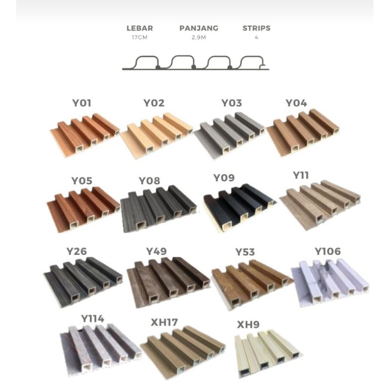 Jual wood panel wpc 4 strip 3 meter / wall panel / wood panel / kisi