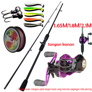 Combo Set 19】BaitCasting Fishing Rod Joran Pancing 1.8m Carbon