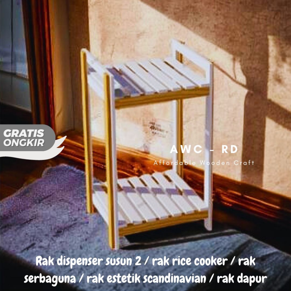 Jual AWC - RD Rak Dispenser susun 2 Kombinasi Warna Kayu & Putih / rak