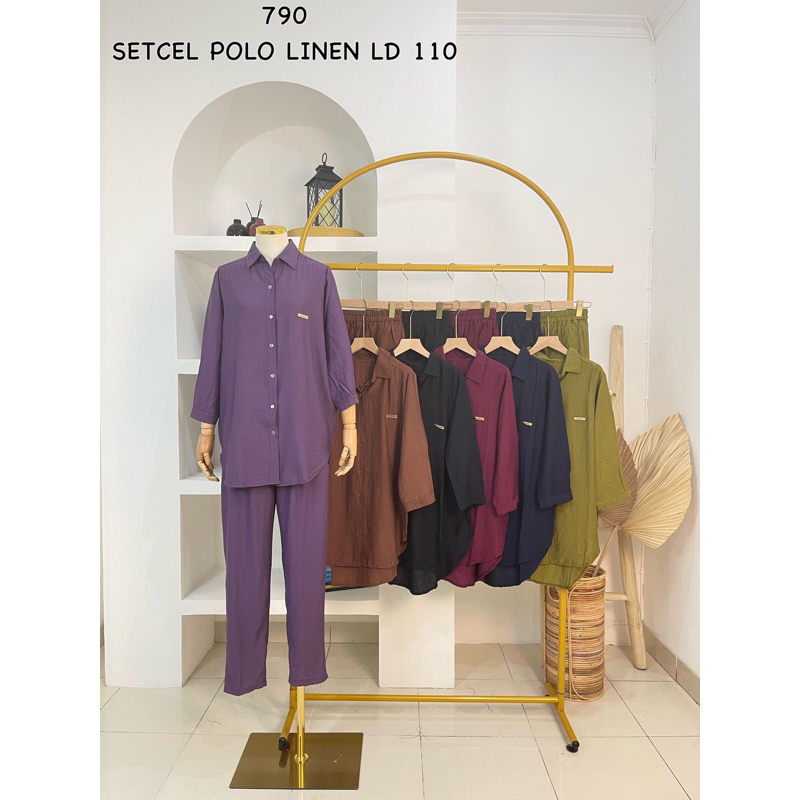 Jual Setelan Oneset Polo Linen Jumbo By Myra Original Shopee Indonesia