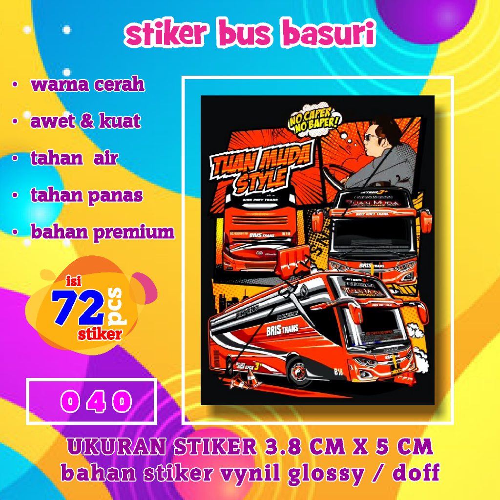 Jual Viral Stiker Bus Basuri Isi 72 Stiker [ Ratu Maher Tuan Muda