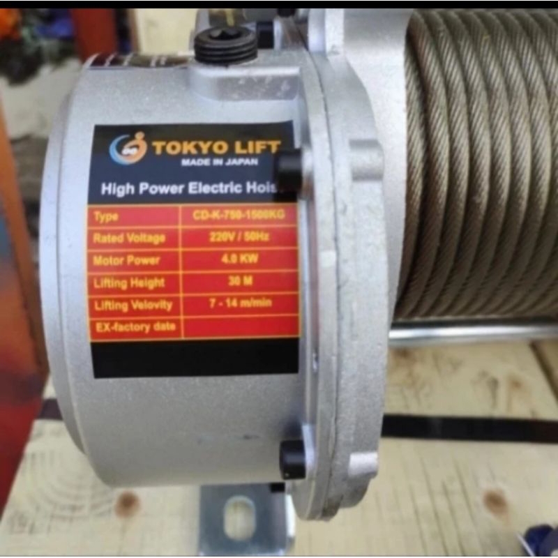 Jual Electric Hoist Mini 1500Kg X 60 Tokyolift Japan, Bisa Pake Rolan