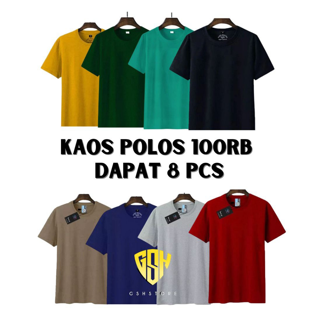 Jual PROMO KAOS DISTRO100RB DAPAT 8 KAOS POLOS | Shopee Indonesia