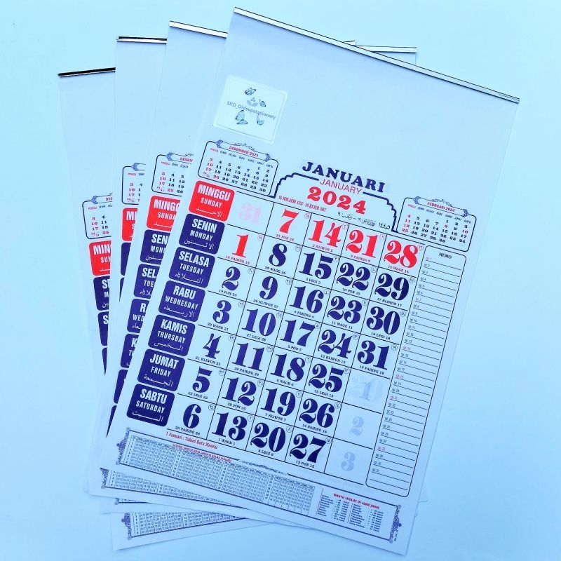 Jual Kalender kerja 2024 kalender angka 2024 BO versi arab uk 32x48cm