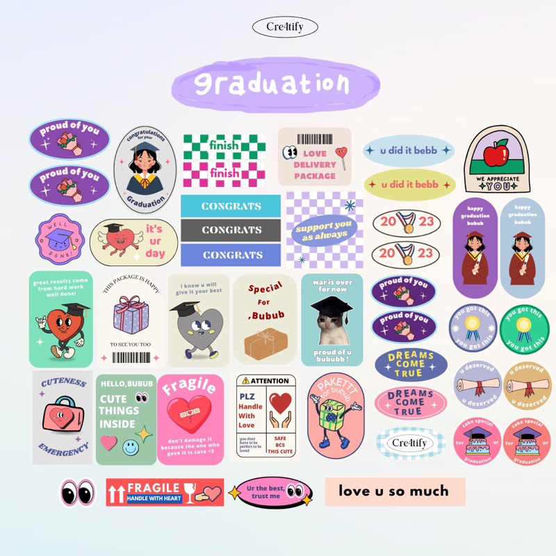 Jual Graduation sticker reward kado wisuda custom aestetik murah unik ...