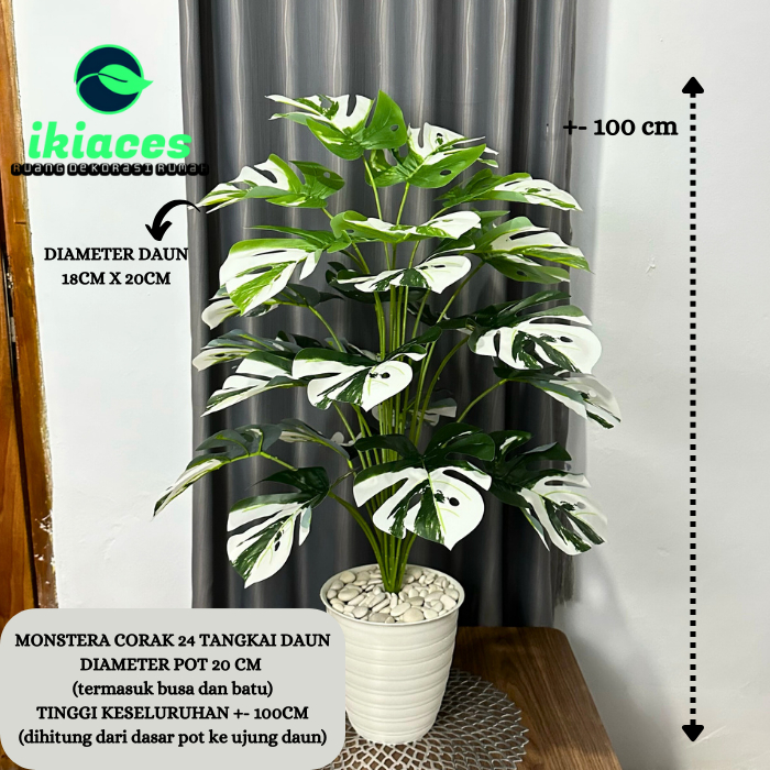 Product image DAUN MONSTERA CORAK 24 DAUN PLASTIK JUMBO MONSTERA ARTIFICIAL JUMBO 1 METER TANAMAN HIAS SUDUT RUMAH AESTHETIC 2