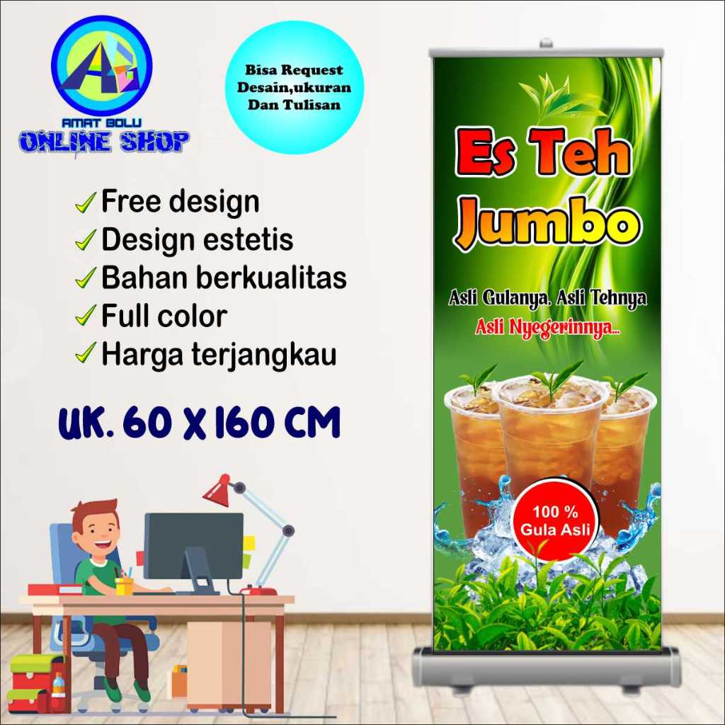 Jual SPANDUK ES TEH JUMBO WARNA HIJAU UKURAN 60X160,160X60,50X100 ...