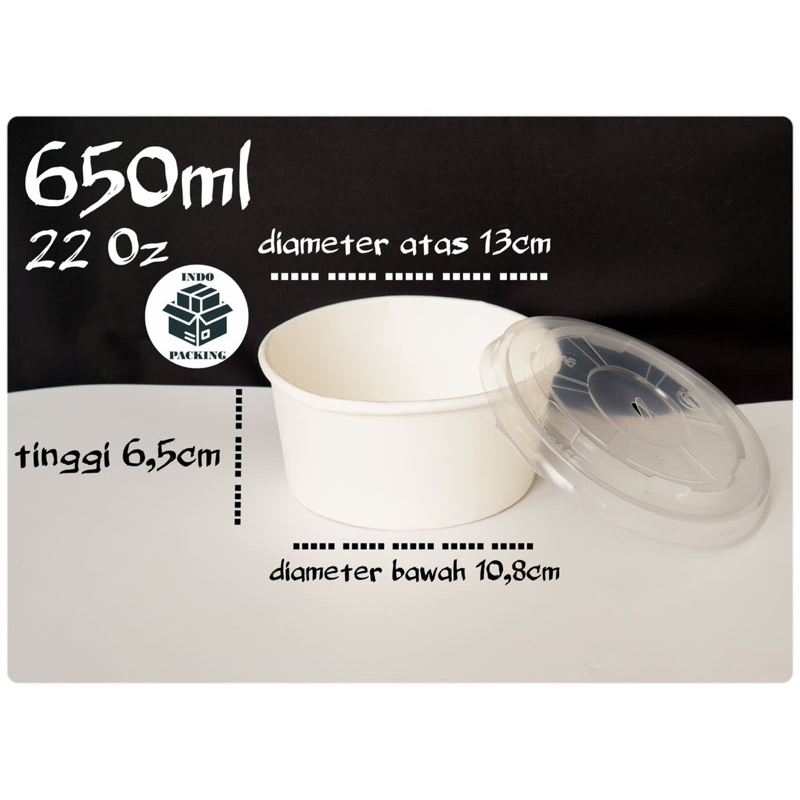 Jual (isi 25) Paper Bowl Ivory 650ml 650 ml 22oz 22 Oz / Paper Cup ...