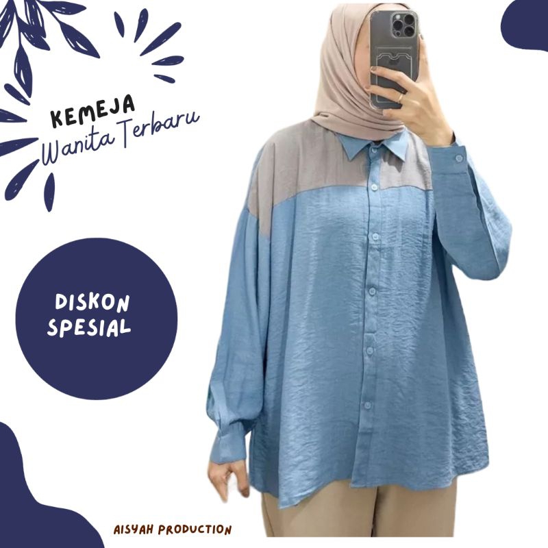 Jual Kemeja wanita/Baju kemeja wanita kekinian/kemeja kekinian wanita