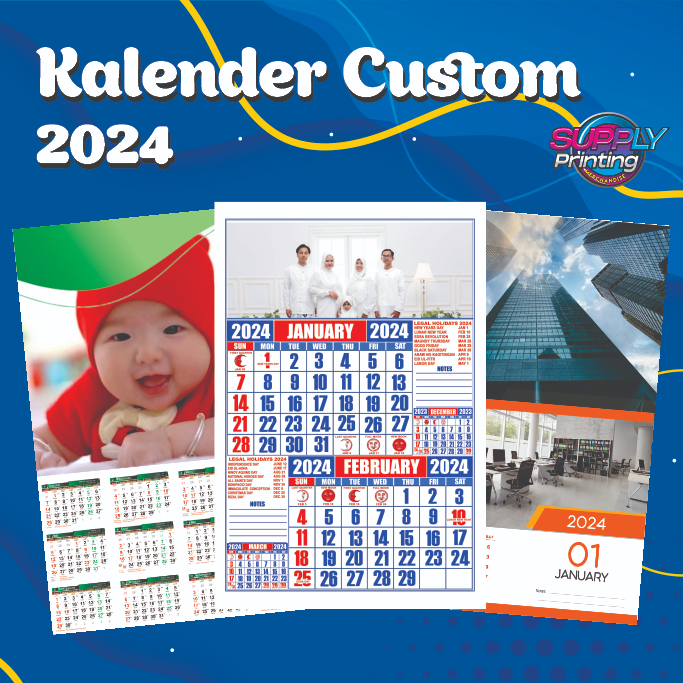 Jual Kalender Dinding Gantung Custom Free Design TAHUN 2024 (MURAH BISA ...