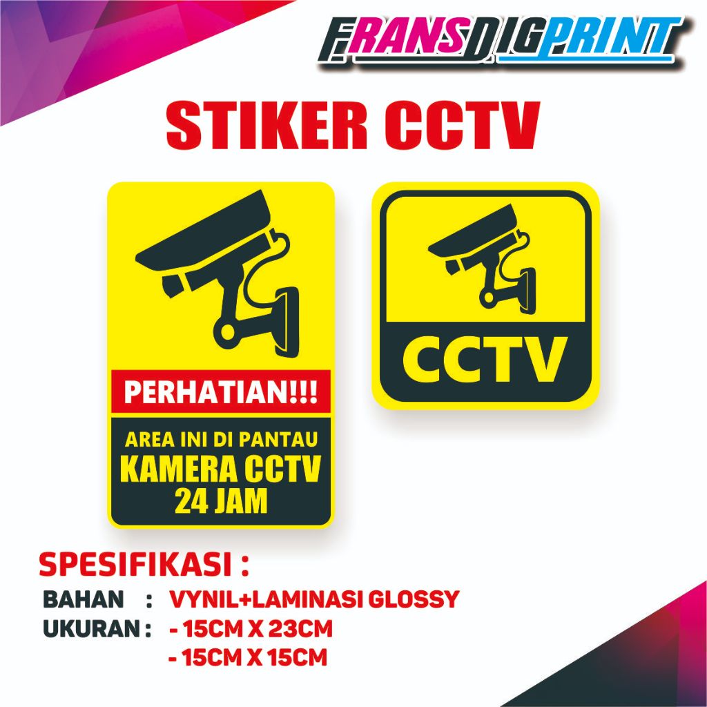 Jual Stiker Cctv Anti Air Area Ini Dipantau Cctv Stiker Cctv