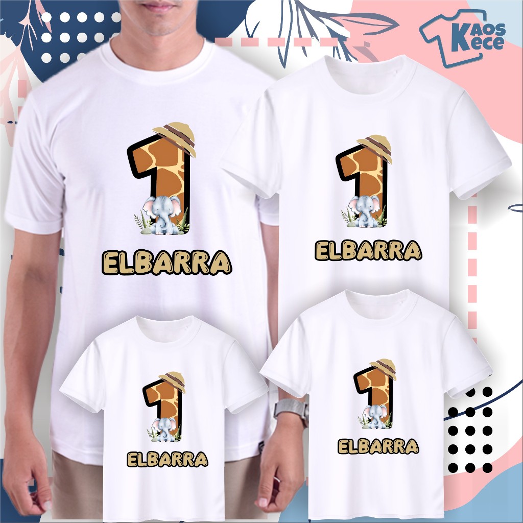Jual KAOS COUPLE KELUARGA BAJU ULTAH MOTIF ANIMAL ANGKA BISA CUSTOM ...