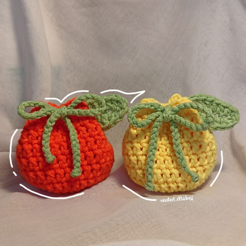 Jual Pouch Buah Rajut | Mini Pouch Lemon Crochet | Shopee Indonesia