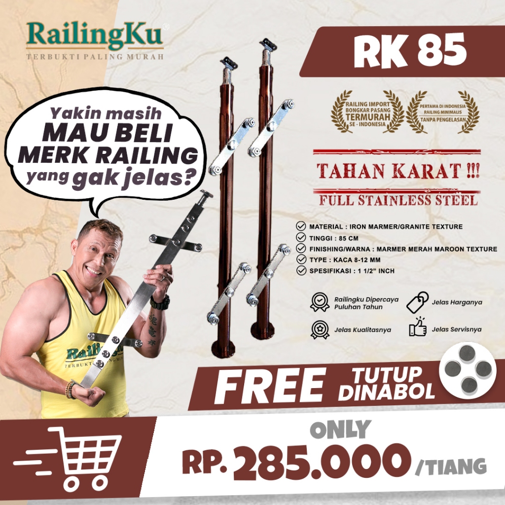 Jual Railing Tangga Stainless Maroon Marble Texture Railingku RK 85 ...