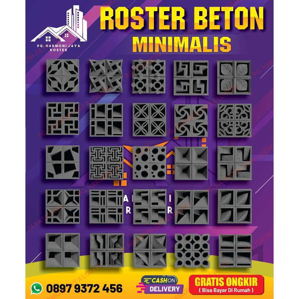 Jual Roster Beton Minimalis Modern 2 Sisi Anti Tampias Kotak ROSTER ...