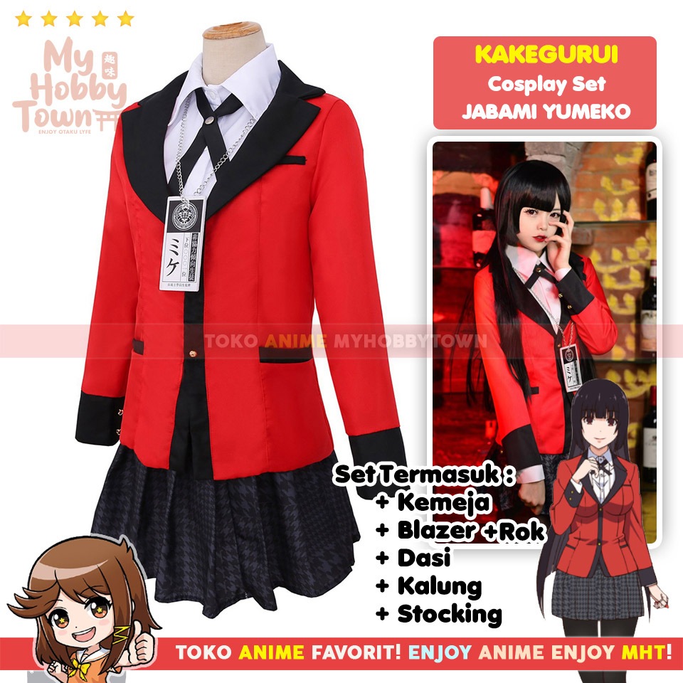 Jual Kostum Cosplay Anime Kakegurui Jabami Yumeko Mary Saotome Hyakkaou ...