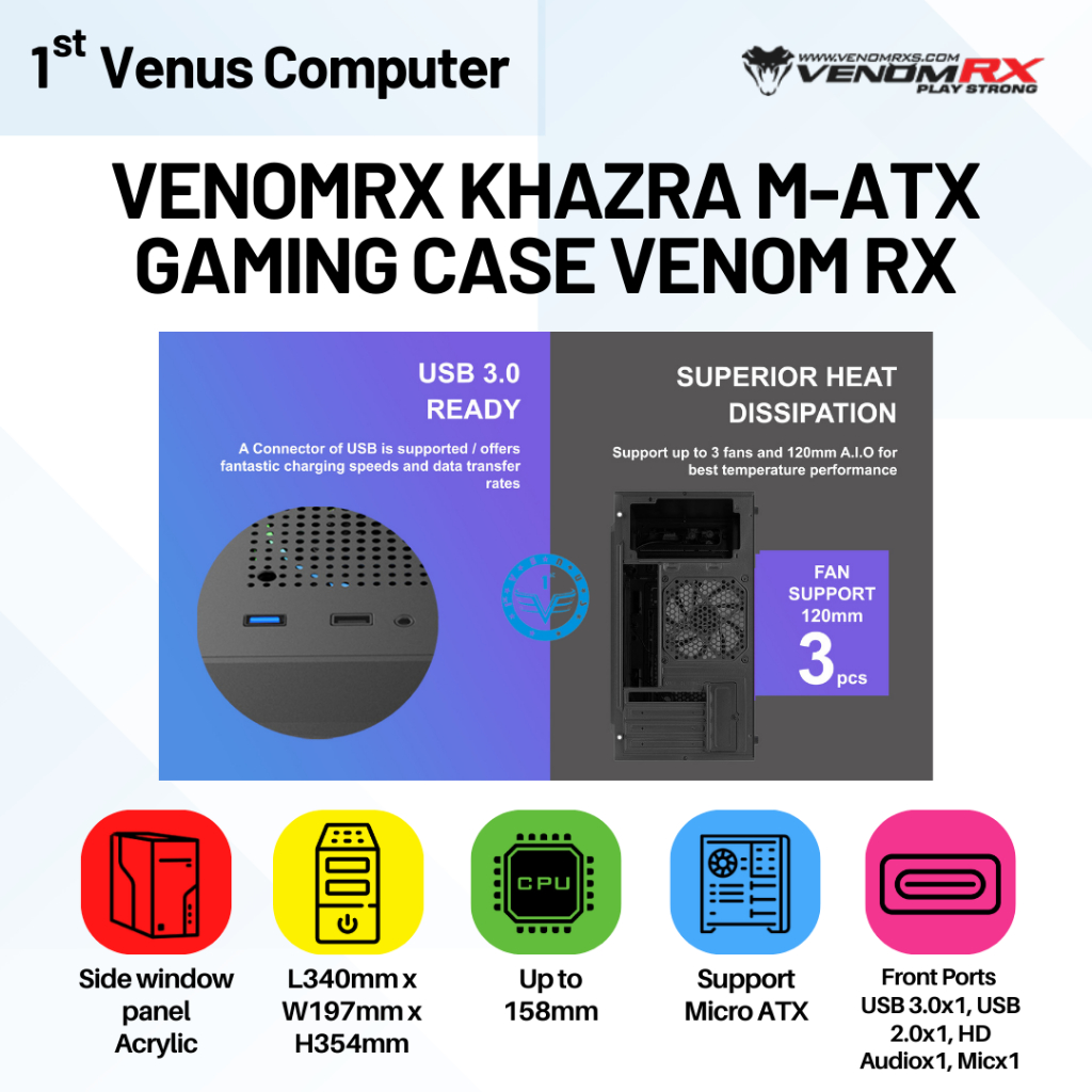 Jual VENOMRX KHAZRVENOMRX KHAZRA M-ATX GAMING CASE VENOM RX / VENOM RX ...