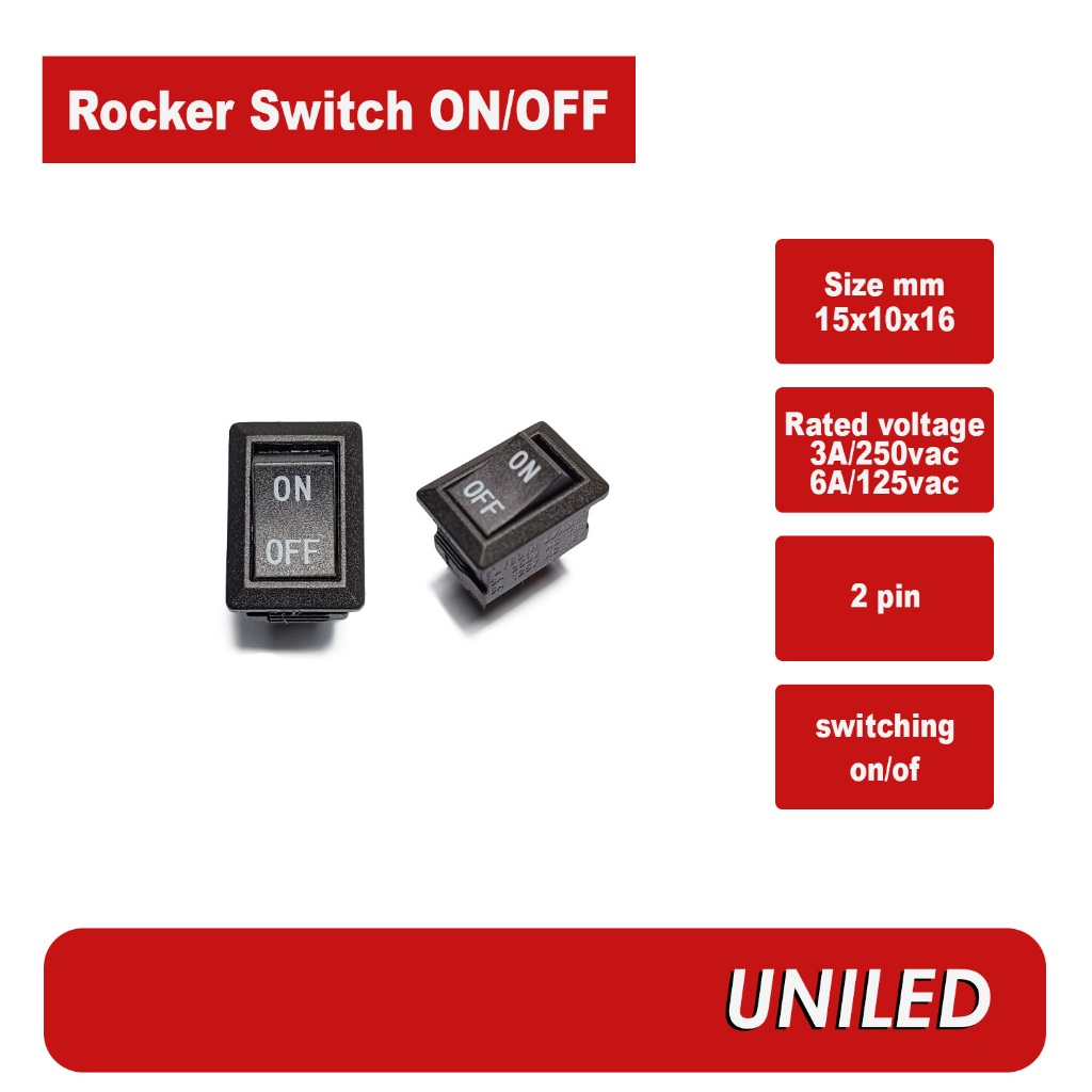 Jual SAKLAR POWER ON OFF ROCKER SWITCH 2 PIN 220VOLT LY601H | Shopee ...