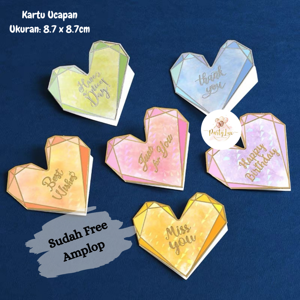 Jual Kartu Ucapan Love Diamond / Greeting Card Ulang Tahun Aesthetic