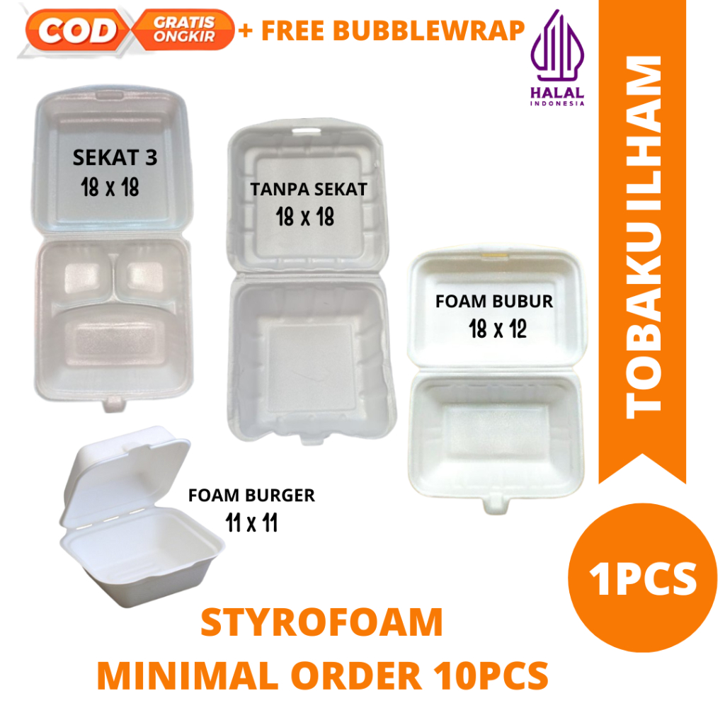 Jual Kotak makan styrofoam box gabus /sterofoam Kotak makanan bubur mie nasi / pembelian minimal