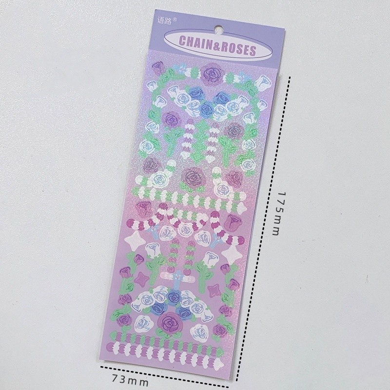 Jual Stiker Model Korea Ins Hot Silver Laser Baroque Vintage Pearl Rose ...