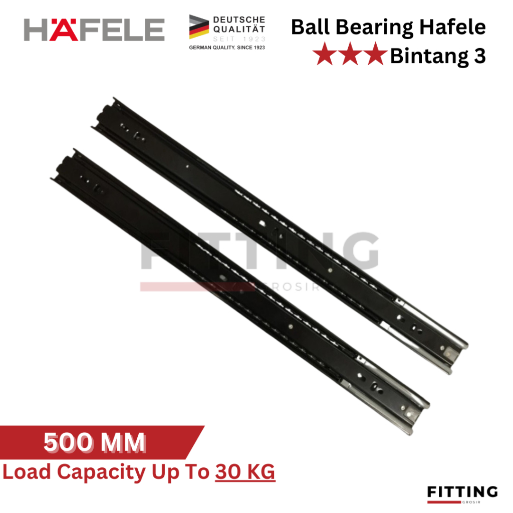 Jual 500 mm Hafele BRunner S35F Rel Ball Bearing Soft Close Full