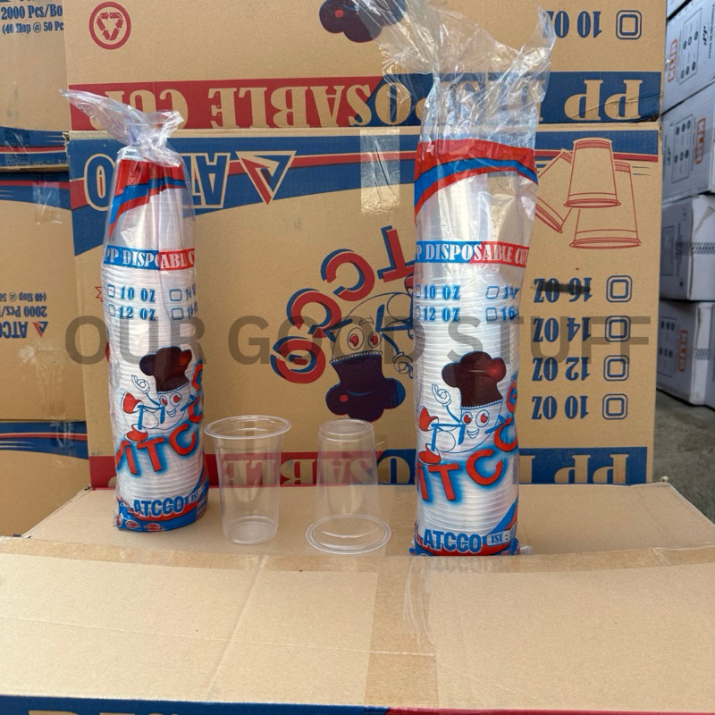 Jual Gelas Plastik ATCCO 10oz 12oz 14oz 16oz Datar / Gelas Atcco Bening ...