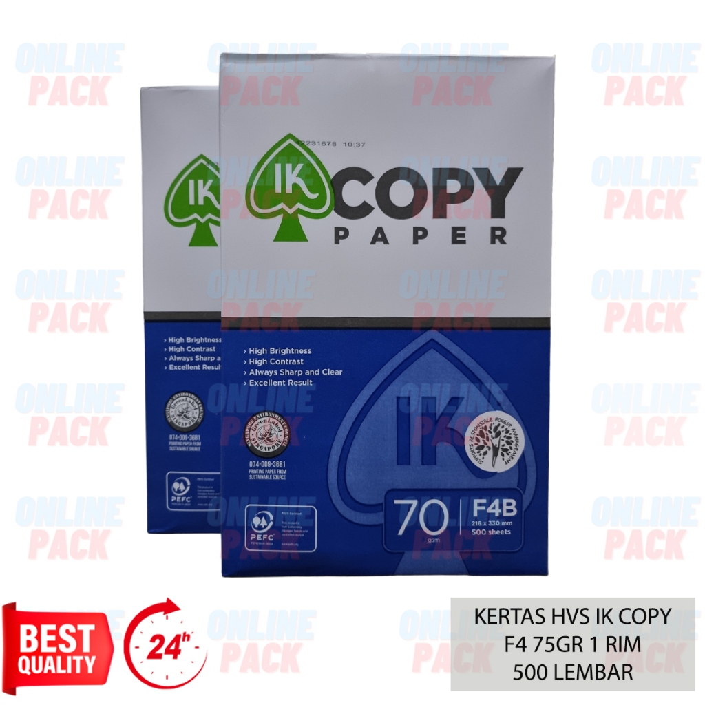 Jual KERTAS HVS IK COPYPAPER COPY PAPER F4 70GR 70 GRAM 1 RIM 500 ...