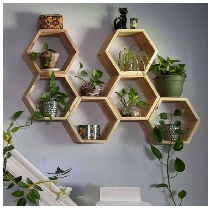 Jual promo dekorasi rumah/decorasi ruang estetik/rak Hexagonal ukuran ...