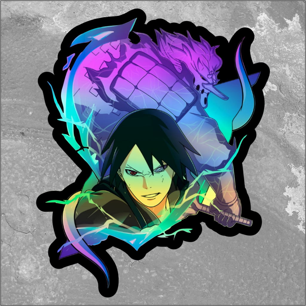 Jual Sticker Anime Hologram Uchiha Sasuke Sticker case hp & Laptop ...