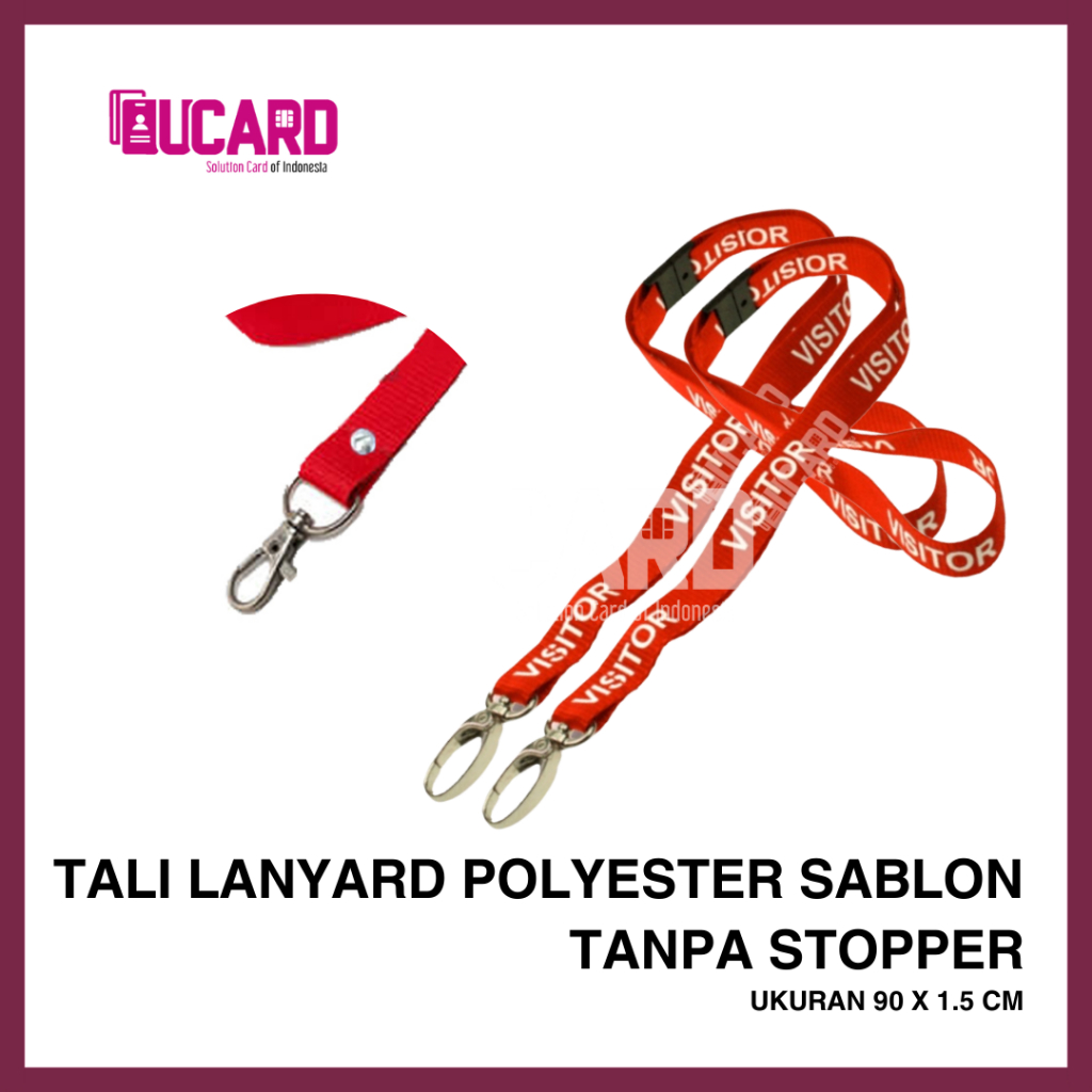 Jual Custom Tali Lanyard   Tali Id Card Sablon 1,5cm Tanpa Stopper 