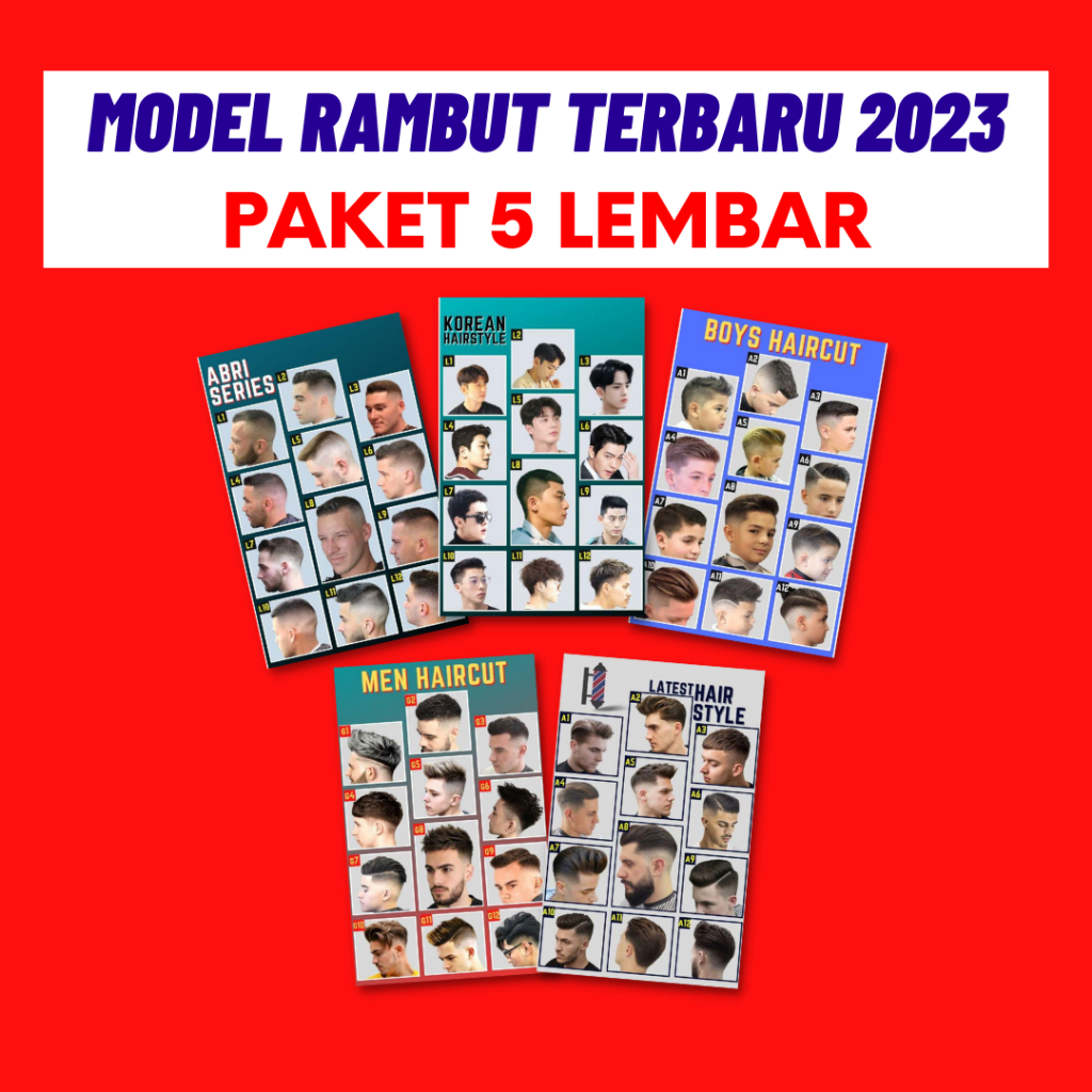 Jual (ISI 5 PCS) Poster Pangkas Rambut Poster Pangkas Rambut Pria ...