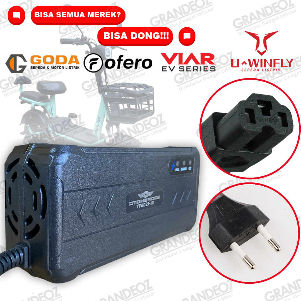 Jual OTOHEROES Smart Charger Adaptor Baterai 48V 20Ah Sepeda Motor